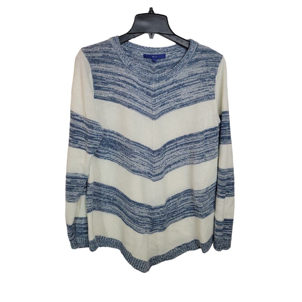 Apt 9 Blue Striped 90's V Hem Knit Long Sleeve Cardigan Sweater Size XL
